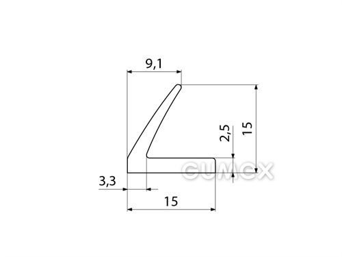 "L" Silikonprofil, 15x15/2,5mm, 60°ShA, -60°C/+180°C, transparent, 